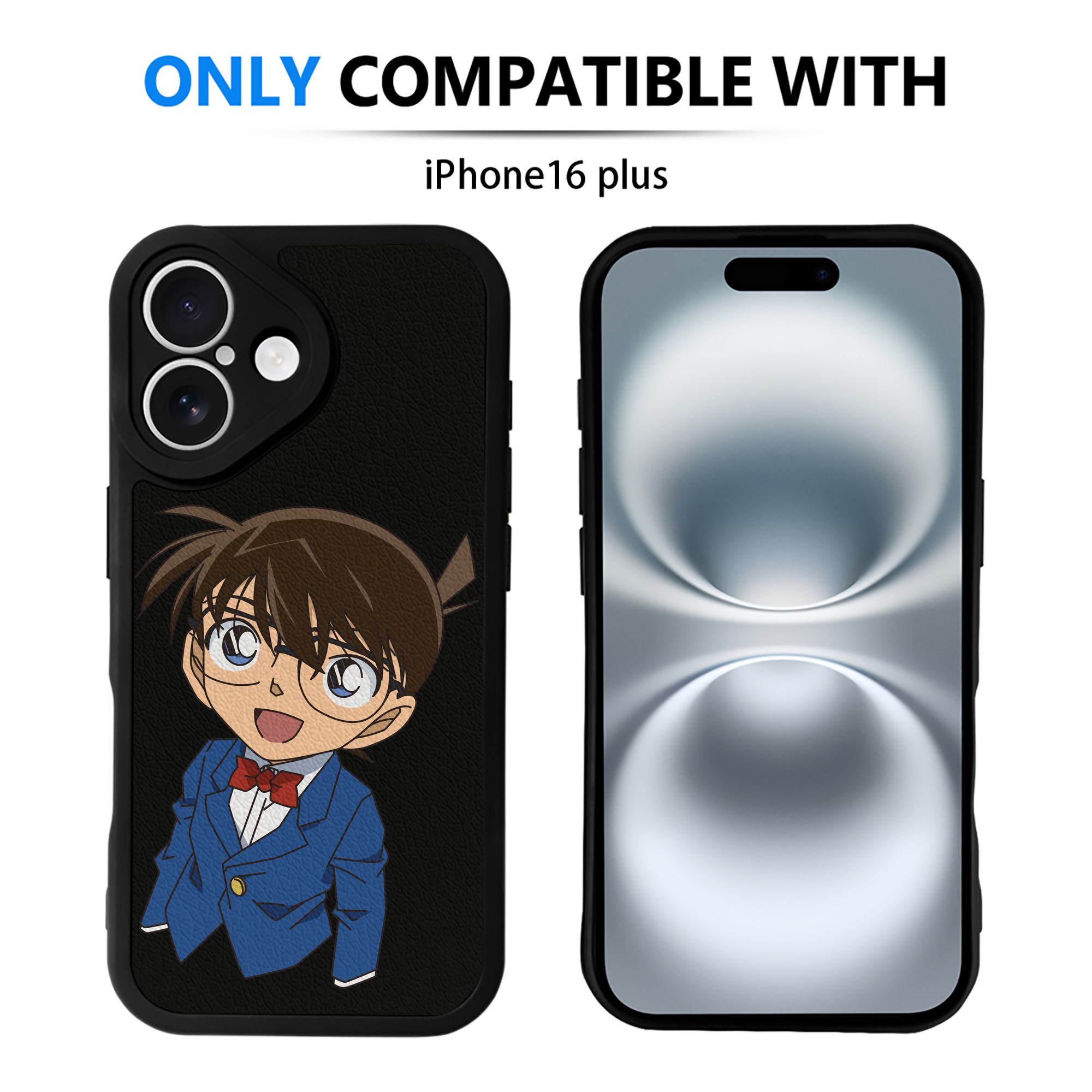（画像用） 名探偵コナン 江戸川 コナン Detective Conan Conan Edogawa 【iPhone 16シリーズ対応】シリコンスマホケース（レザー調） 材質：シリコン